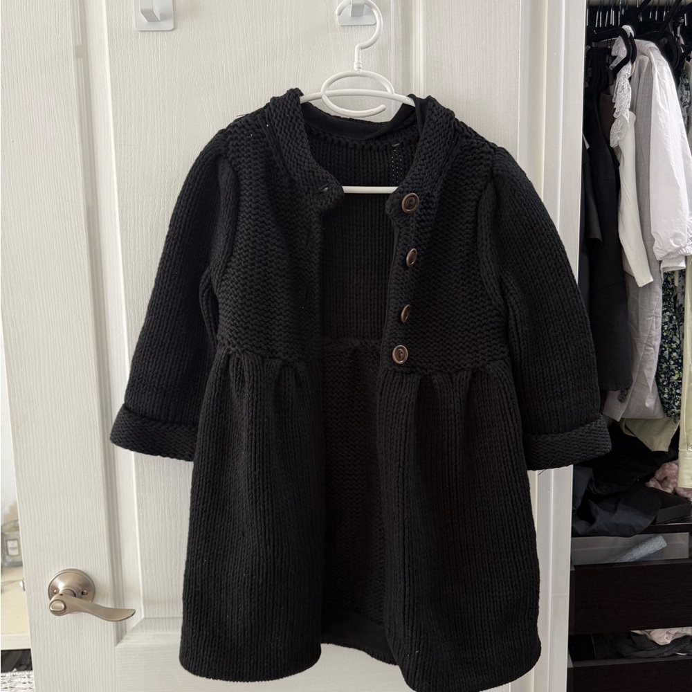 Alice & Olivia Black Knit Button-Front Coat / cardigan